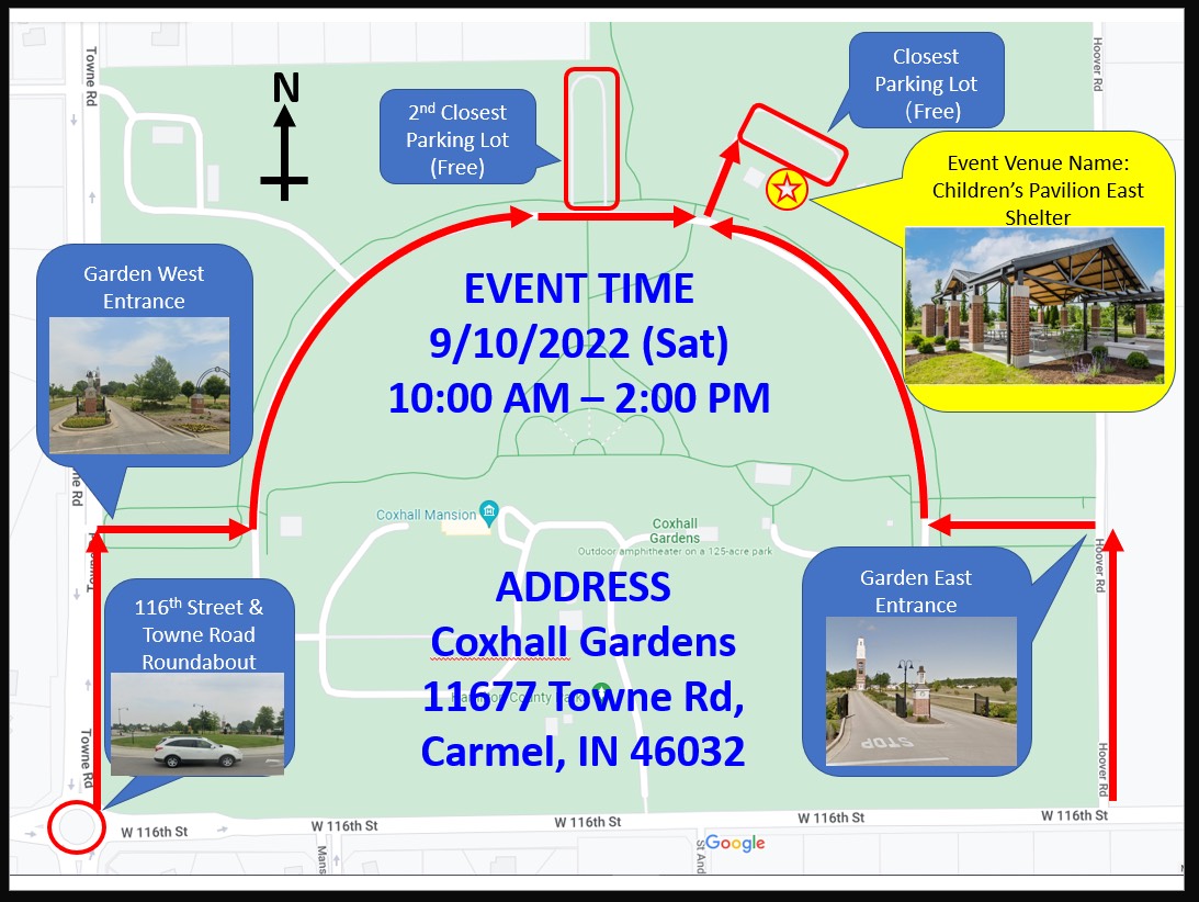 Directions to where we're hosting the Welcome Part at Coxhall Gardens